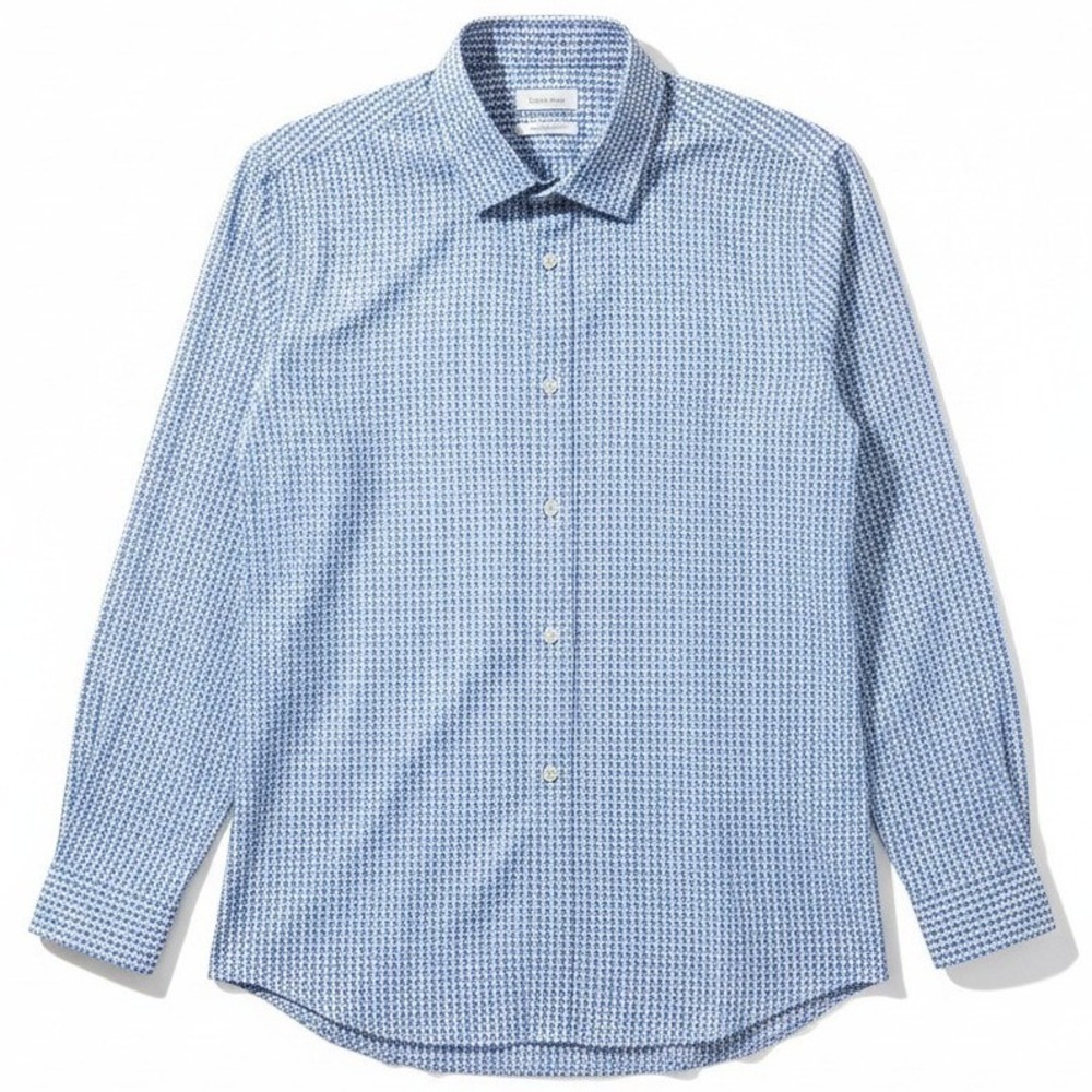 Calvin Klein Infinite Cool Blue Geometric Non-Iron Button Down, Mens Large Shirt